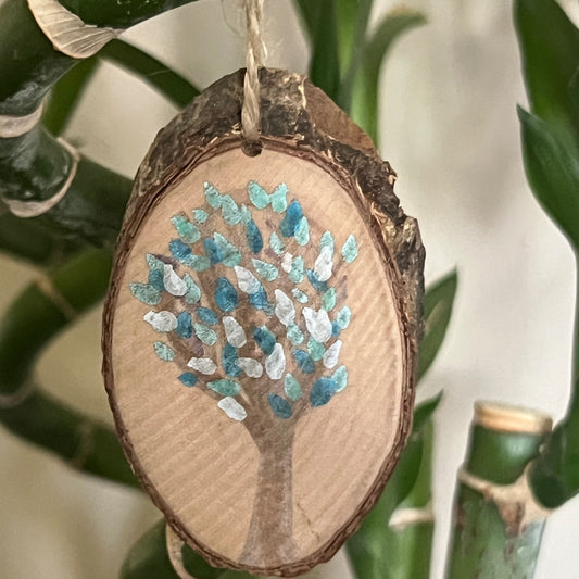 Blue Silver Leaves  - Mini Enchanted Tree Wall Hanging