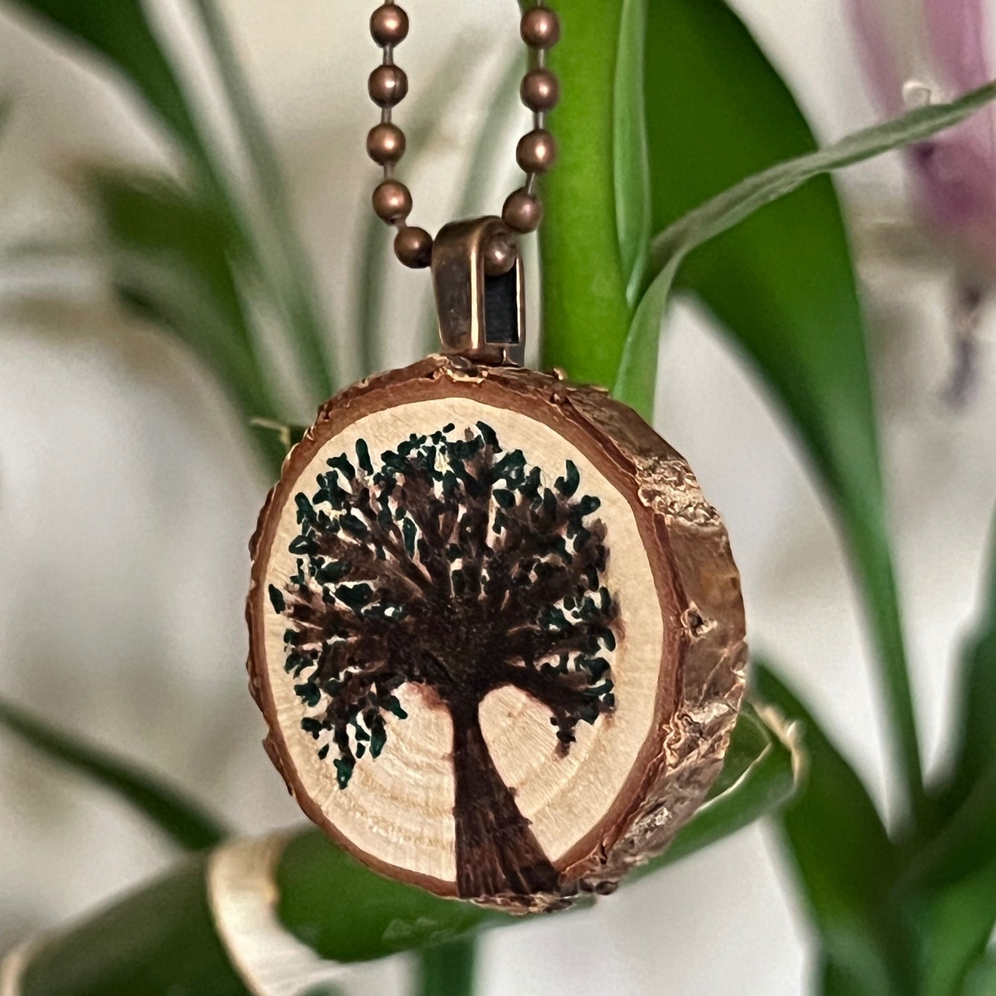 Enchanted Tree Pendant Dark Green Leaves