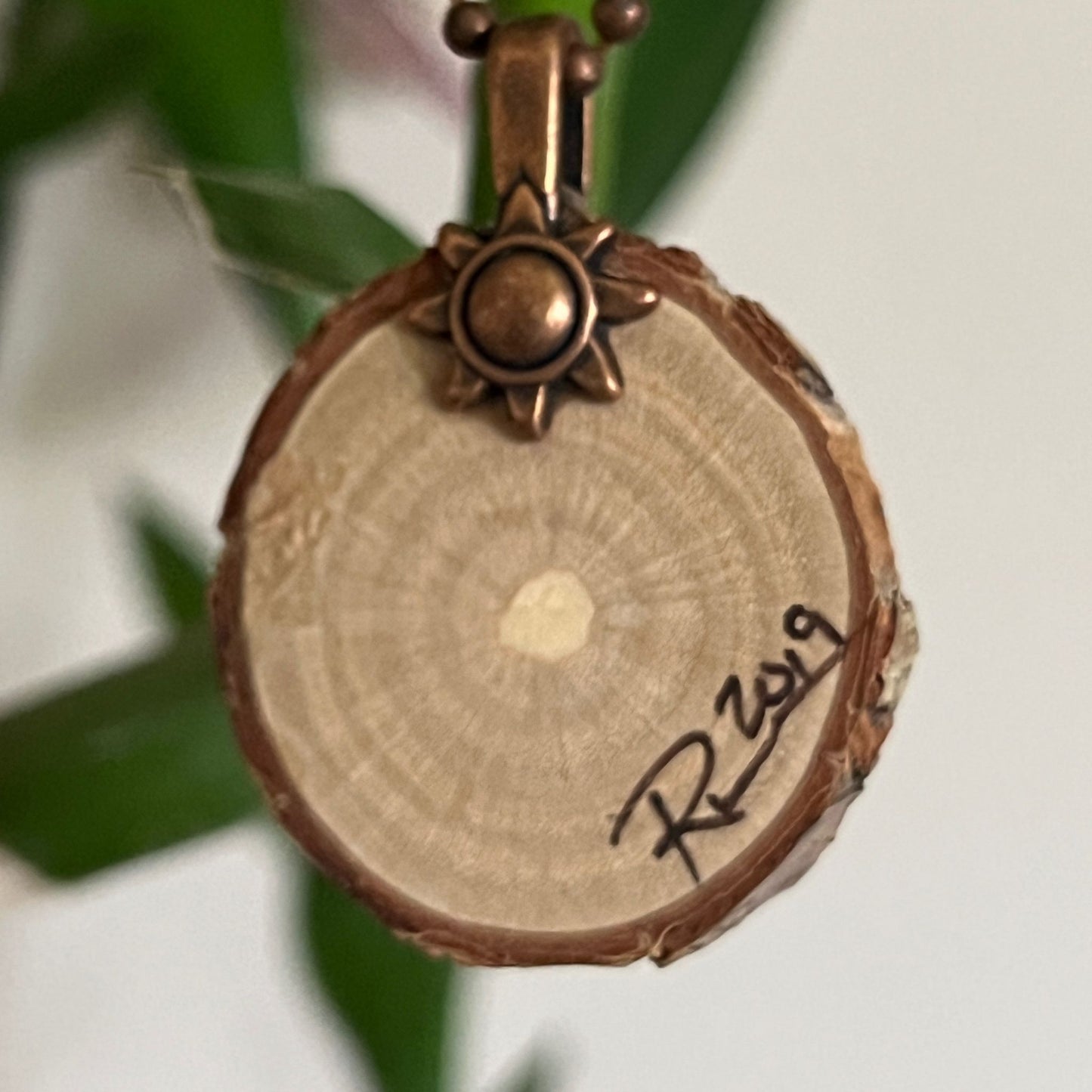 Enchanted Tree Pendant Green Sparkly Swirls