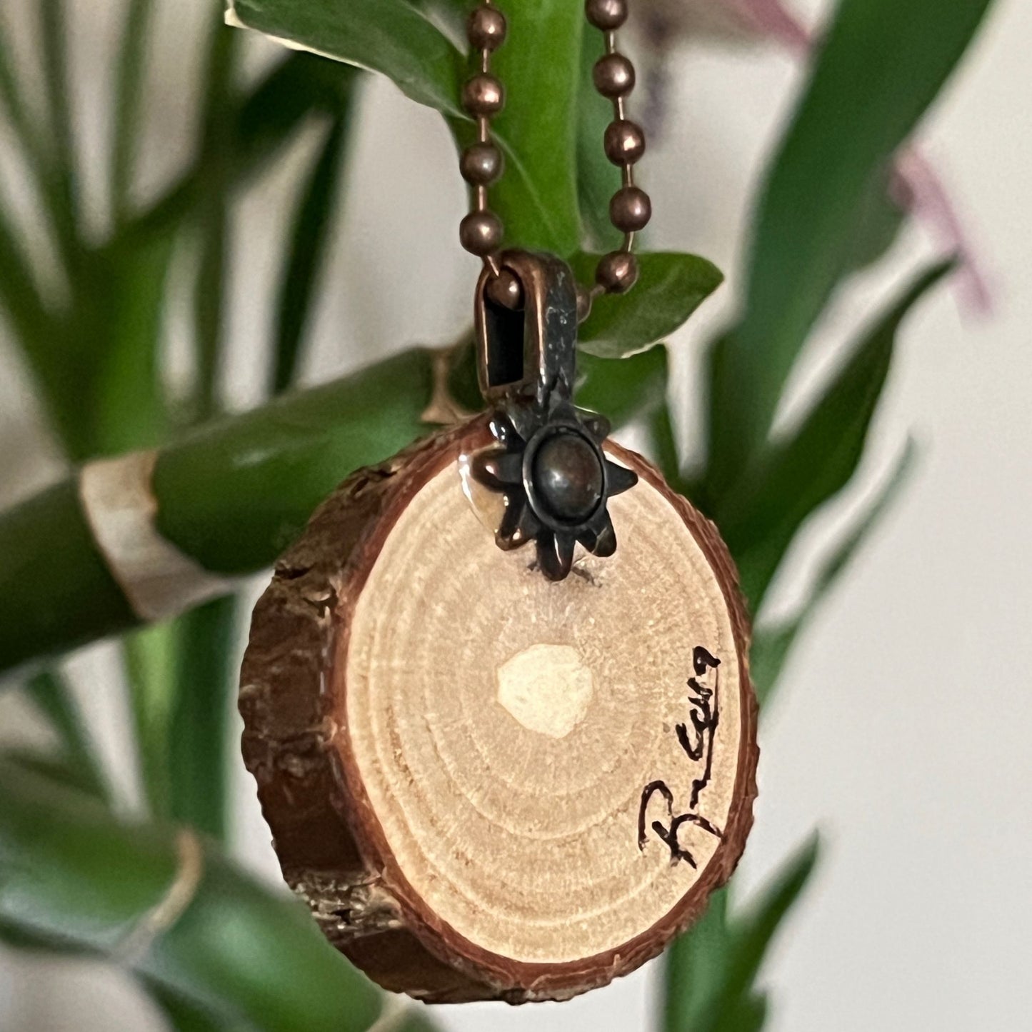 Enchanted Tree Pendant Pink and Gold with Heart