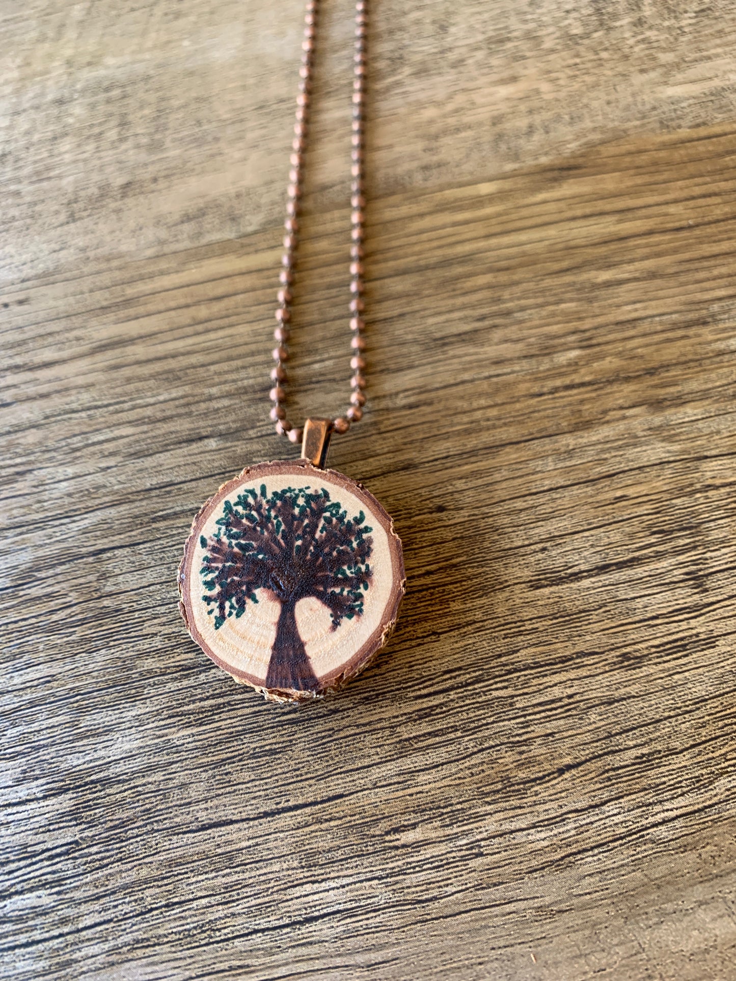 Enchanted Tree Pendant Dark Green Leaves