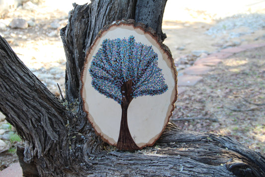 Blue Leaves - Enchanted Tree Art Wall Hanging