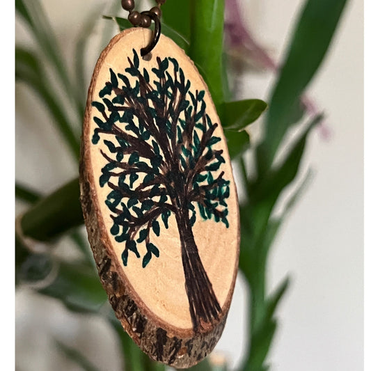 Enchanted Tree Large Pendant Green Leaves