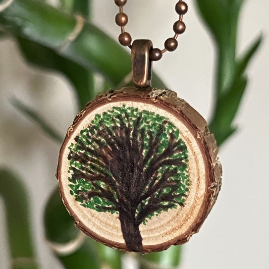 Enchanted Tree Pendant Green Leaves
