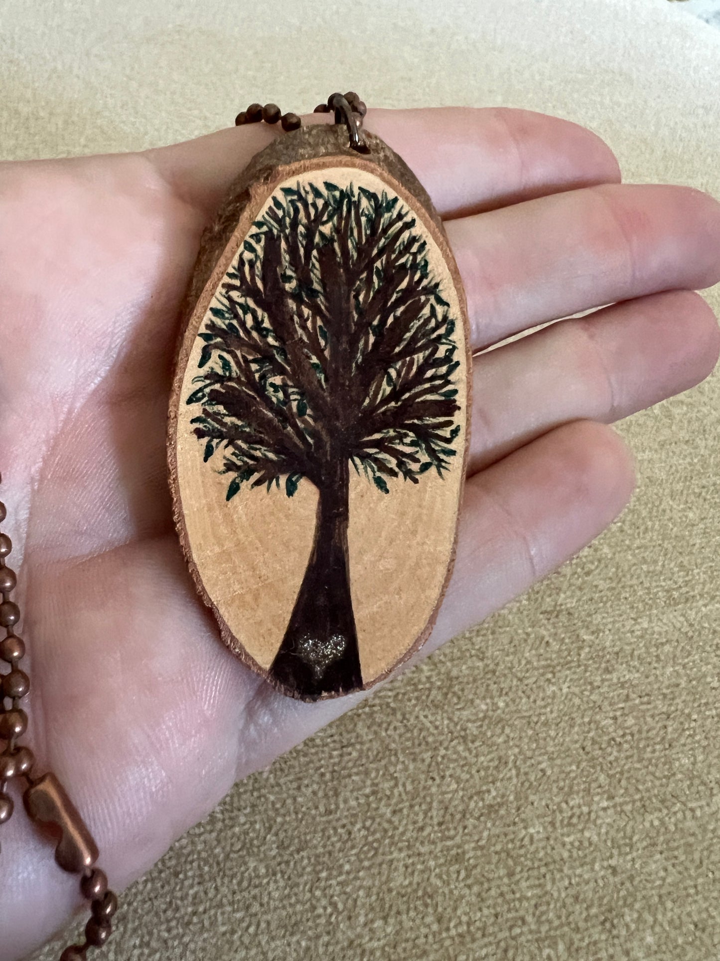 Enchanted Tree Large Pendant Gold Heart