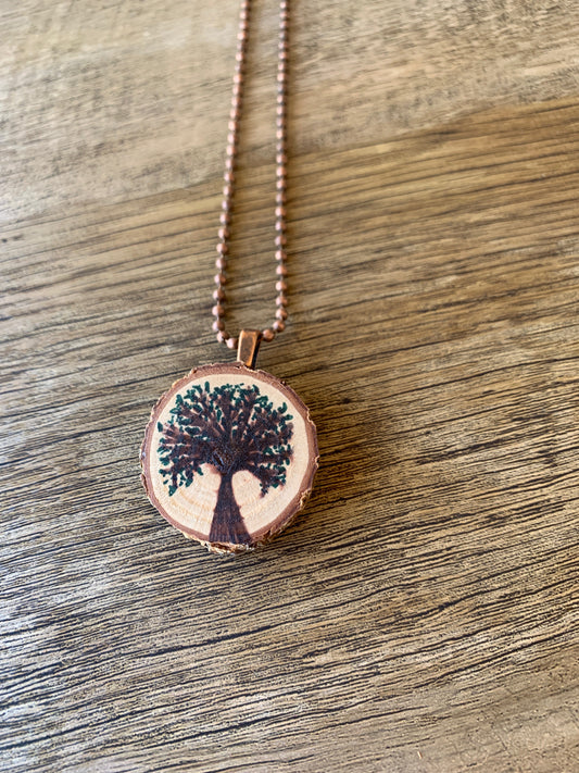 Enchanted Tree Pendant Dark Green Leaves