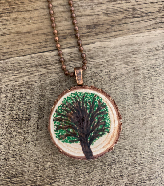 Enchanted Tree Pendant Green Leaves