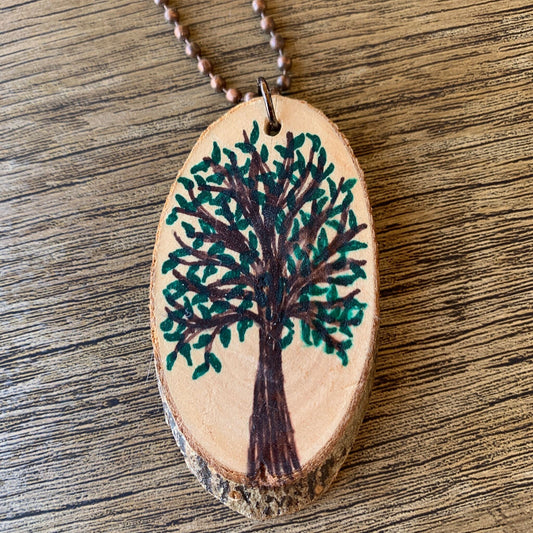 Enchanted Tree Large Pendant Green Leaves